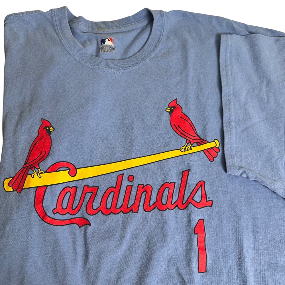 MLB‎ St. Louis Cardinals T Shirt Mens XXL Blue Ozzie Smith #1 Graphic Tee